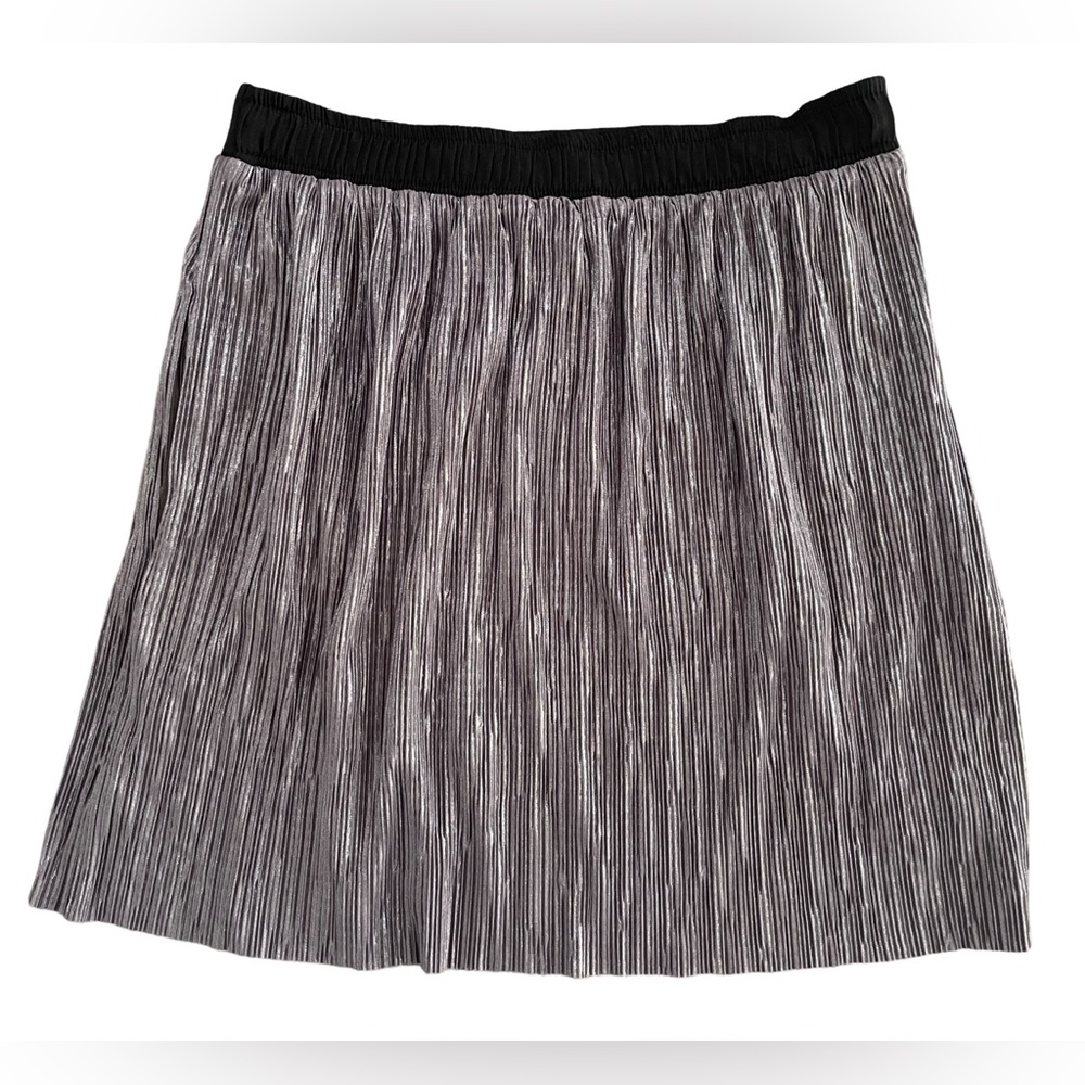 BCBGeneration Metallic Silver Pleated Mini Skirt